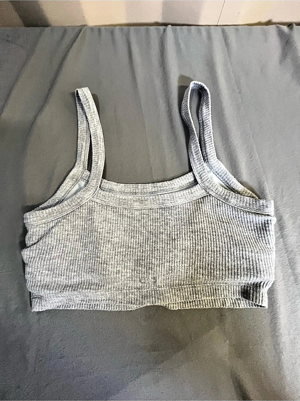 Alo Yoga Gray Ribbed Sports Bra